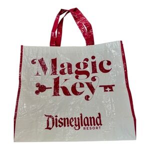 Disneyland Resort Magic Key Reusable Shopping Bag Tote White Red Mickey Mouse